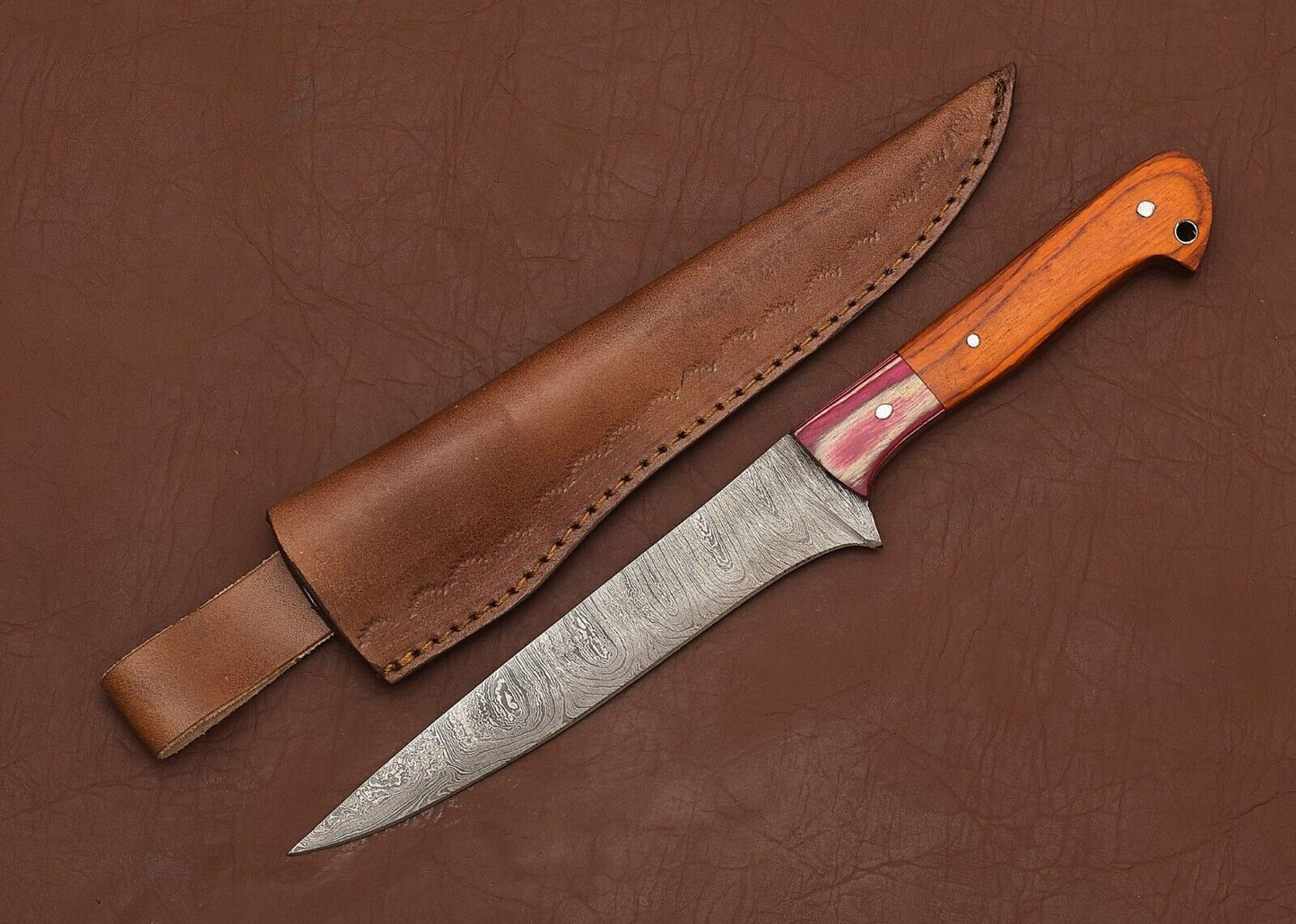 Custom HandForged Damascus Steel Knife  Perfect For Chefs Hunters  Campers 2