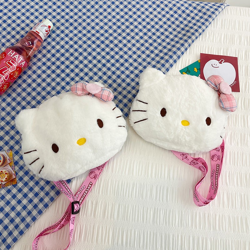 Plush Shoulder Purse Hello Kitty Bow Cute Crossbody Bag White Cat Bag Fashion Gift For Girls Women  2