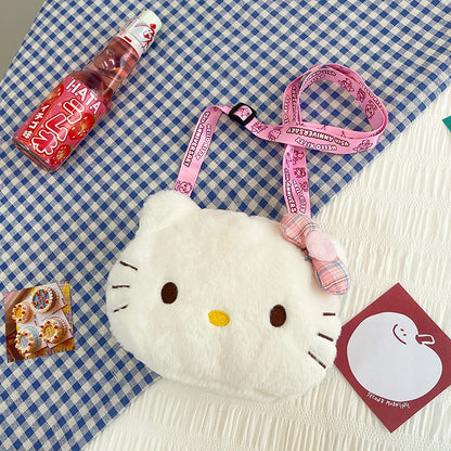 Plush Shoulder Purse Hello Kitty Bow Cute Crossbody Bag White Cat Bag Fashion Gift For Girls Women  3