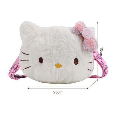Plush Shoulder Purse Hello Kitty Bow Cute Crossbody Bag White Cat Bag Fashion Gift For Girls Women  5
