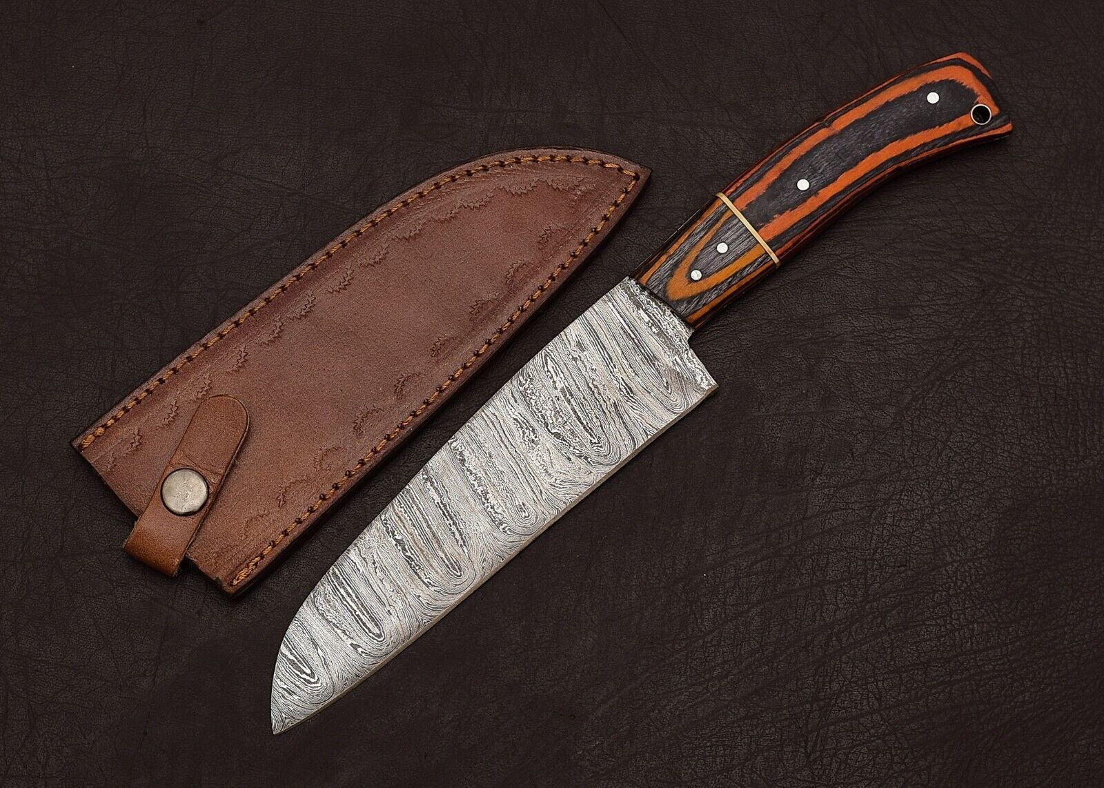 Handcrafted Damascus Steel Chef Knife  8 Fillet Blade With Pakka Wood Grip 2