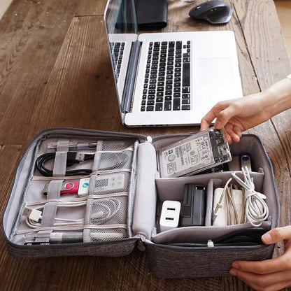 Portable Waterproof Digital Organizer, Travel Cable Storage Bag, USB Charger Plug, Electronic Cable Organizer