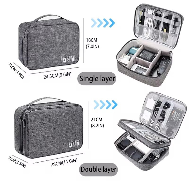 Portable Waterproof Digital Organizer, Travel Cable Storage Bag, USB Charger Plug, Electronic Cable Organizer