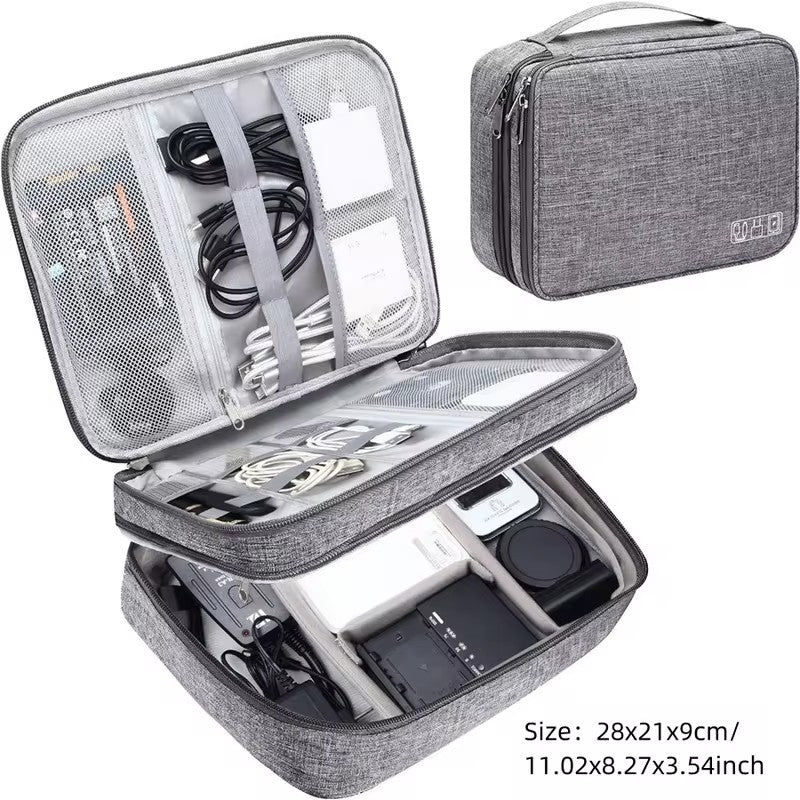 Portable Waterproof Digital Organizer, Travel Cable Storage Bag, USB Charger Plug, Electronic Cable Organizer