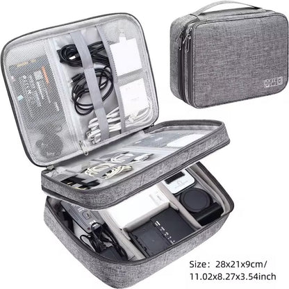 Portable Waterproof Digital Organizer, Travel Cable Storage Bag, USB Charger Plug, Electronic Cable Organizer