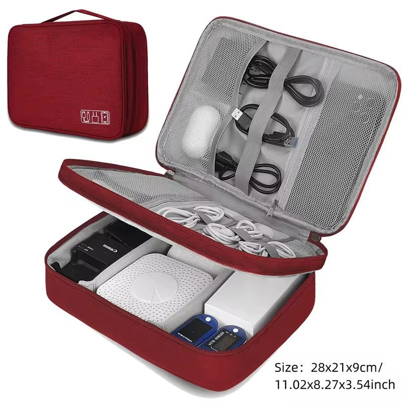 Portable Waterproof Digital Organizer, Travel Cable Storage Bag, USB Charger Plug, Electronic Cable Organizer