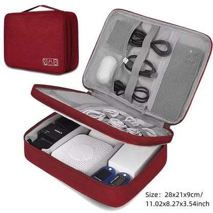 Portable Waterproof Digital Organizer, Travel Cable Storage Bag, USB Charger Plug, Electronic Cable Organizer