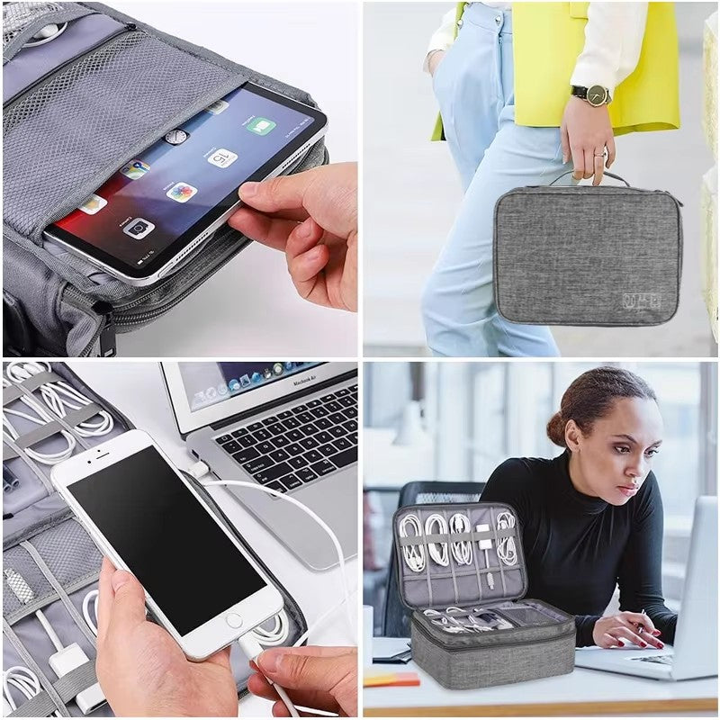 Portable Waterproof Digital Organizer, Travel Cable Storage Bag, USB Charger Plug, Electronic Cable Organizer