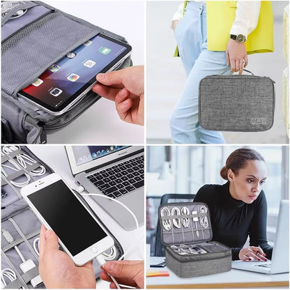 Portable Waterproof Digital Organizer, Travel Cable Storage Bag, USB Charger Plug, Electronic Cable Organizer