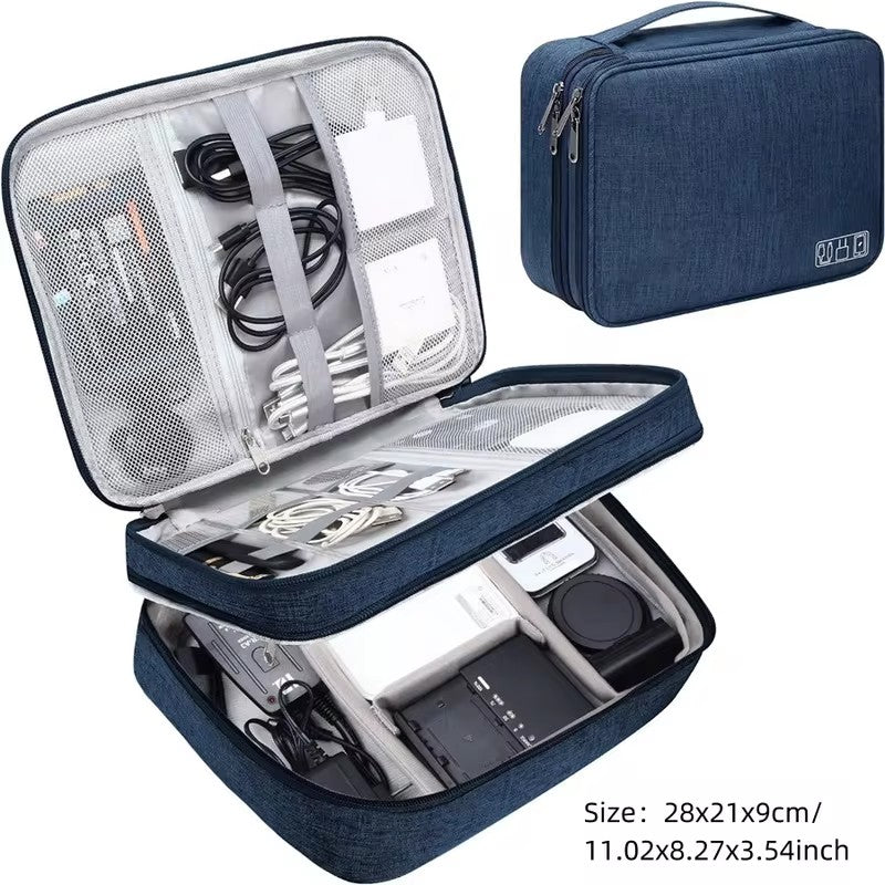 Portable Waterproof Digital Organizer, Travel Cable Storage Bag, USB Charger Plug, Electronic Cable Organizer