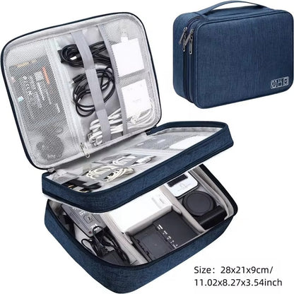 Portable Waterproof Digital Organizer, Travel Cable Storage Bag, USB Charger Plug, Electronic Cable Organizer