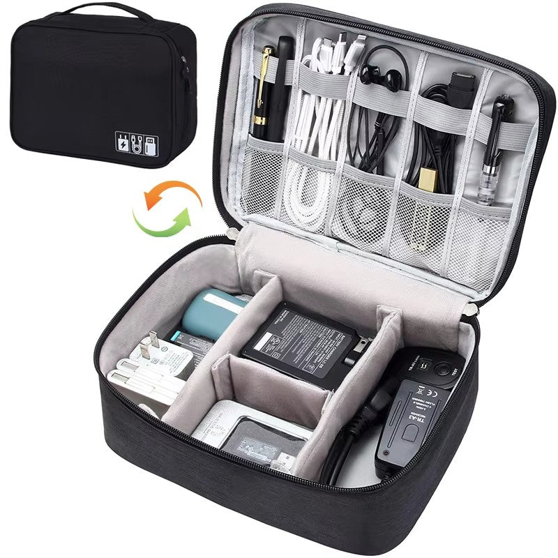 Portable Waterproof Digital Organizer, Travel Cable Storage Bag, USB Charger Plug, Electronic Cable Organizer