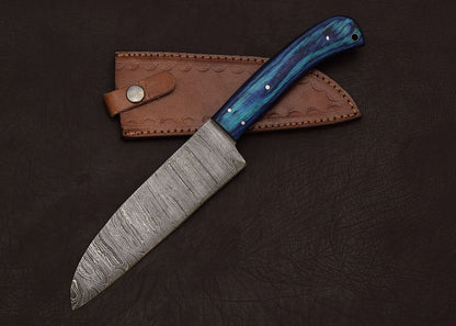 Damascus Steel Masterpiece Knife – Custom Chef & Hunting Blade with Wood Handle
