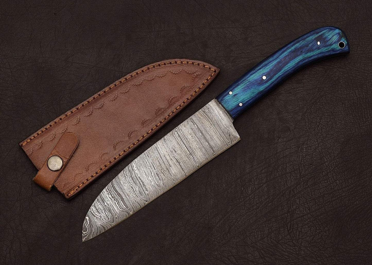 Damascus Steel Masterpiece Knife  Custom Chef  Hunting Blade With Wood Handle 2