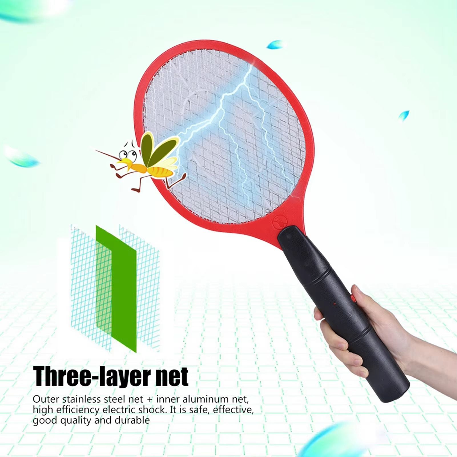 Electric Mosquito Swatter Pro  Cordless Rechargeable Bug Zapper Racket For Home  Outdoor Use 2