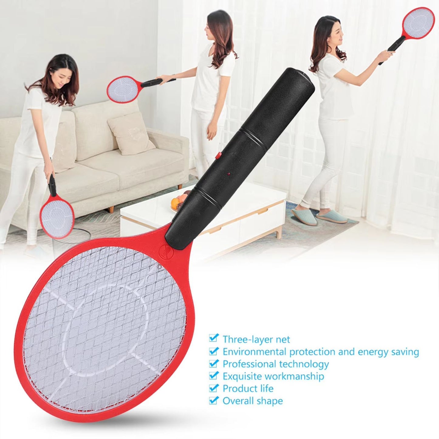 Electric Mosquito Swatter Pro  Cordless Rechargeable Bug Zapper Racket For Home  Outdoor Use 3