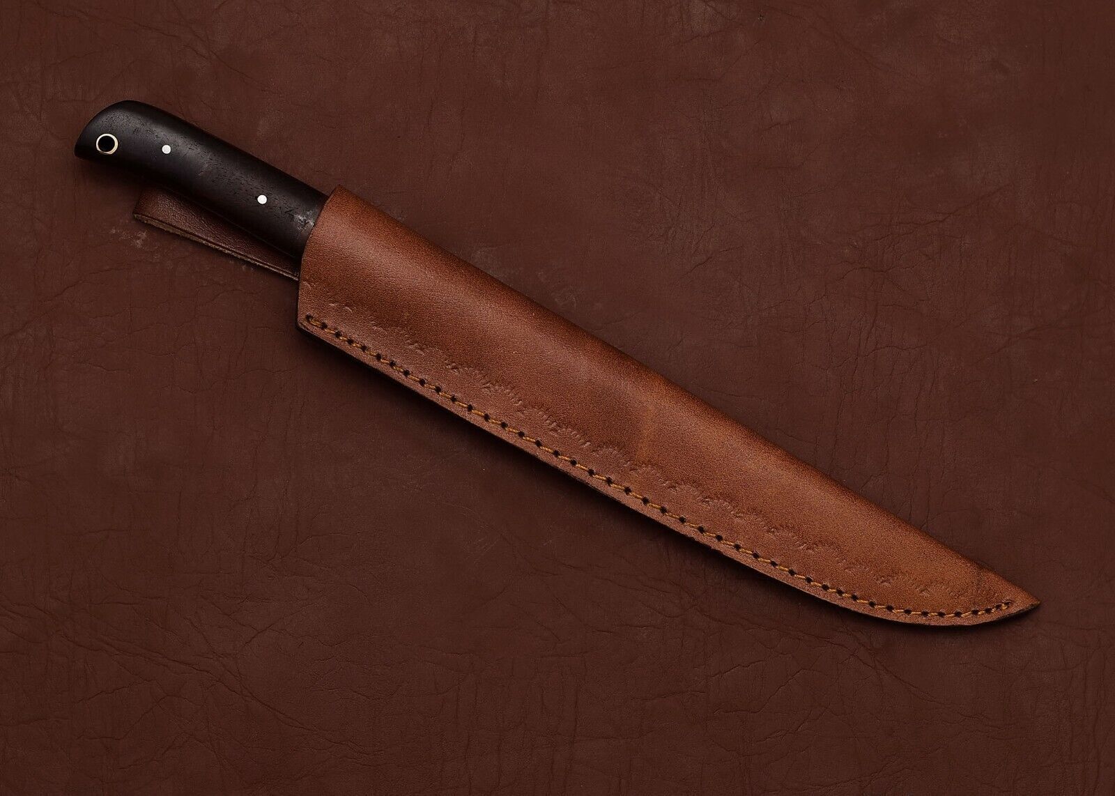 Damascus Steel Bowie Knife  Handmade 8 Chef Fillet Knife With Leather Sheath 3