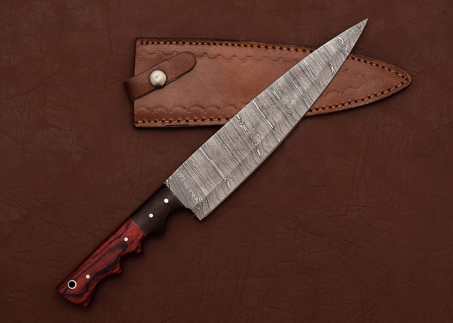 Custom Damascus Steel Fillet Knife  Razor Sharp Blade For Kitchen Or Camping 1
