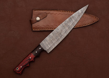 Custom Damascus Steel Fillet Knife  Razor Sharp Blade For Kitchen Or Camping 1
