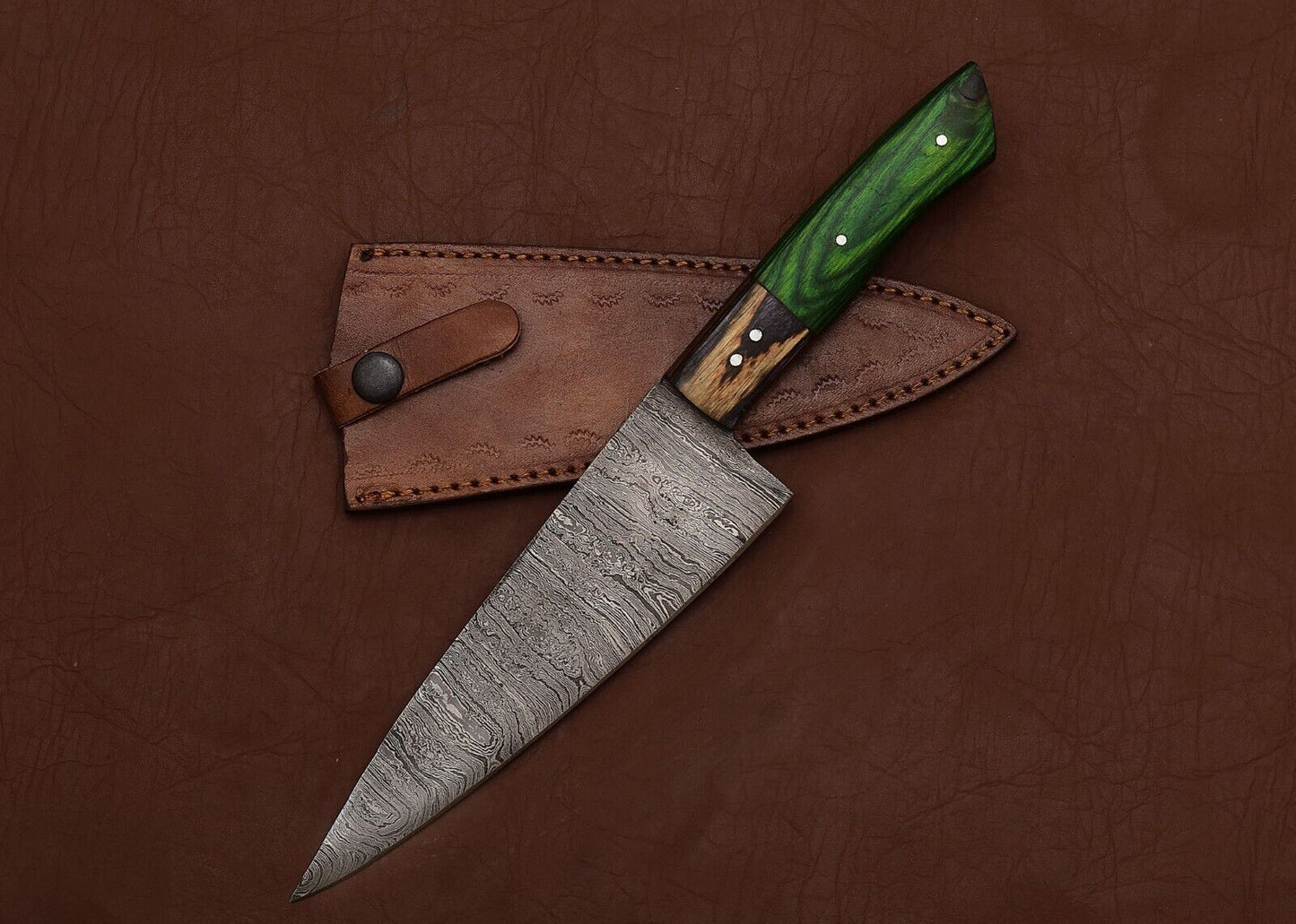 Handmade Damascus Steel Knife  Kitchen Chef Fillet  Hunting Blade Combo 2