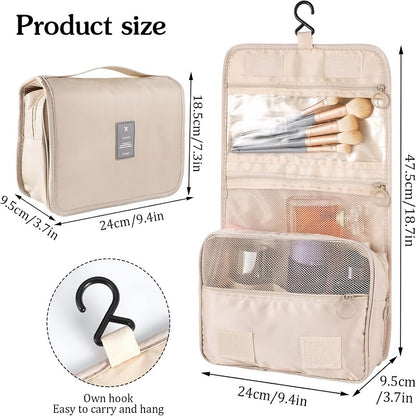 Waterproof Toiletry Washbag, Portable Cosmetic Storage Bag for Women and Men, Hanging Hook Travel Makeup Organizer