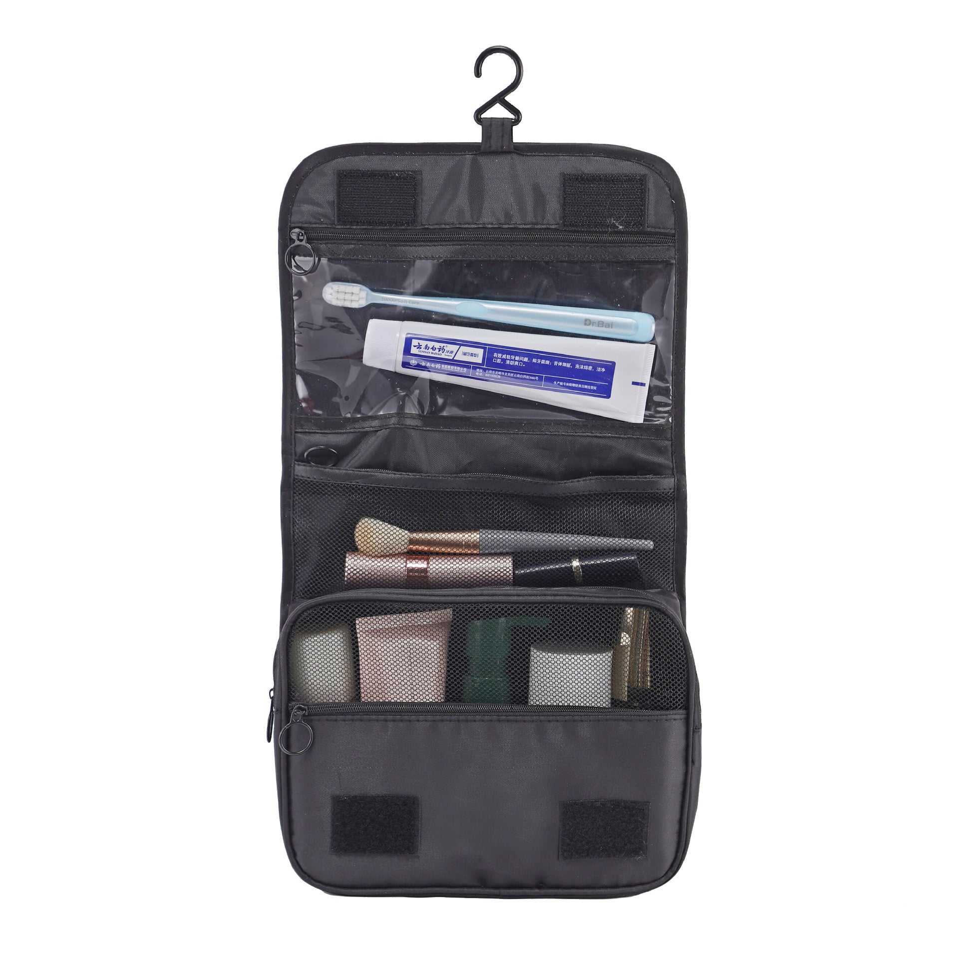 Waterproof Toiletry Washbag, Portable Cosmetic Storage Bag for Women and Men, Hanging Hook Travel Makeup Organizer