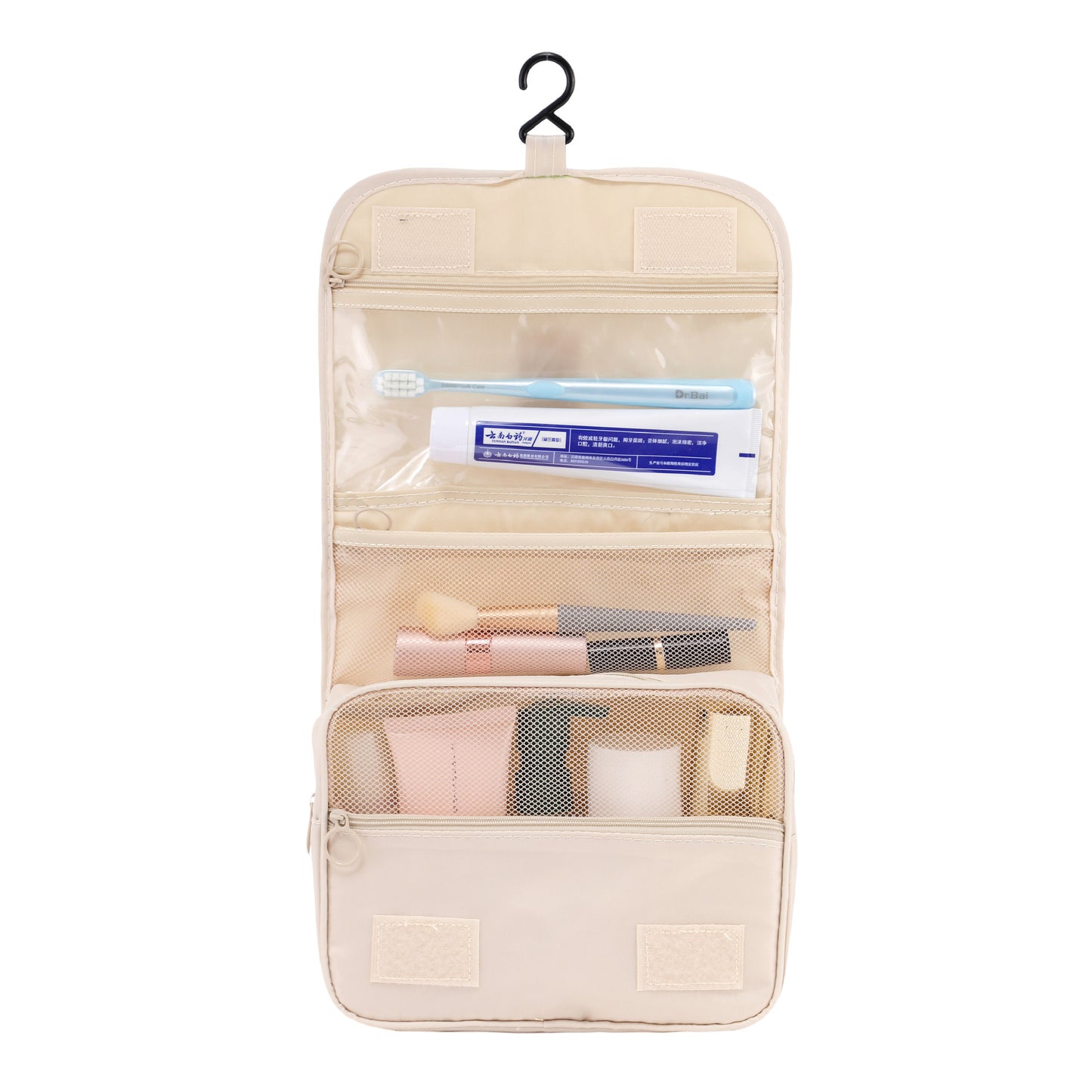 Waterproof Toiletry Washbag, Portable Cosmetic Storage Bag for Women and Men, Hanging Hook Travel Makeup Organizer