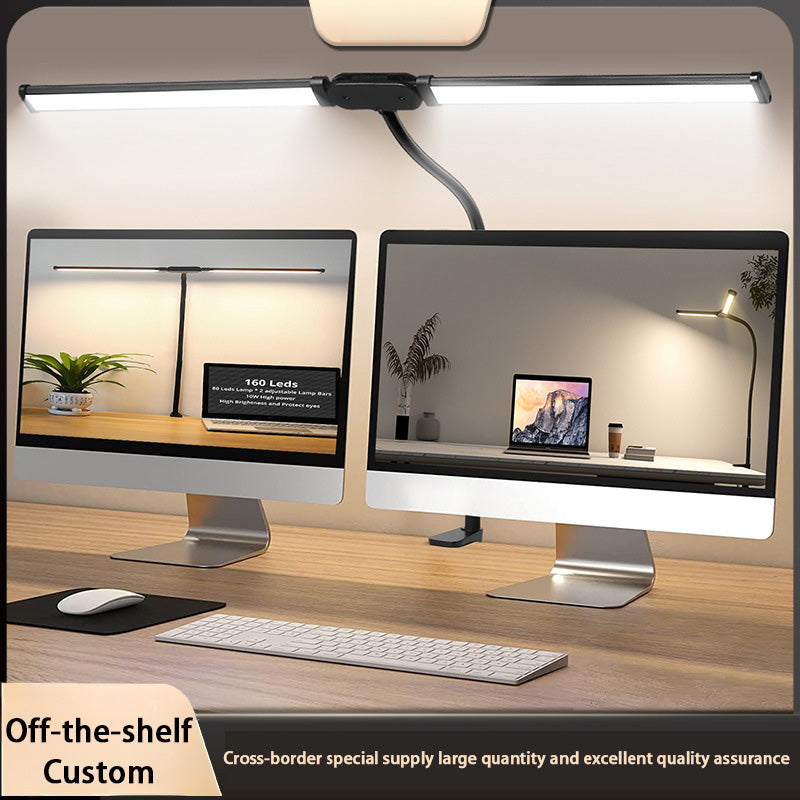 Dimmable Double Head LED Desk Lamp, USB Powered PC Monitor Light with Clamp, Eye Protection Reading Light