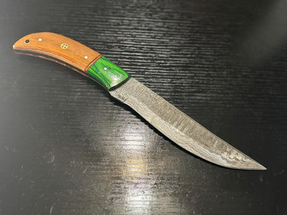 HighQuality Damascus Steel Chef Knife  Wood Grip  Leather Sheath 2