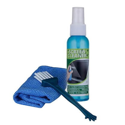 Premium Screen Cleaning Kit – Liquid Cleaner, Brush & Microfiber Cloth Set for TV, Laptop, Phone, Tablet & Camera
