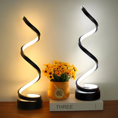 Creative Spiral LED Desk Lamp, Dimmable Reading Light with 3 Colors, for Bedroom, Office, Living Room, and Bedside Decor