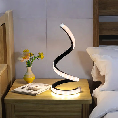 Creative Spiral LED Desk Lamp, Dimmable Reading Light with 3 Colors, for Bedroom, Office, Living Room, and Bedside Decor