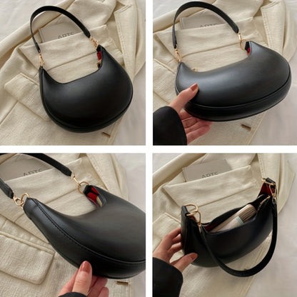 Luxury Women's Single Shoulder Bag, Fashionable Moon Shaped Baseball Bag, Elegant High End Purse