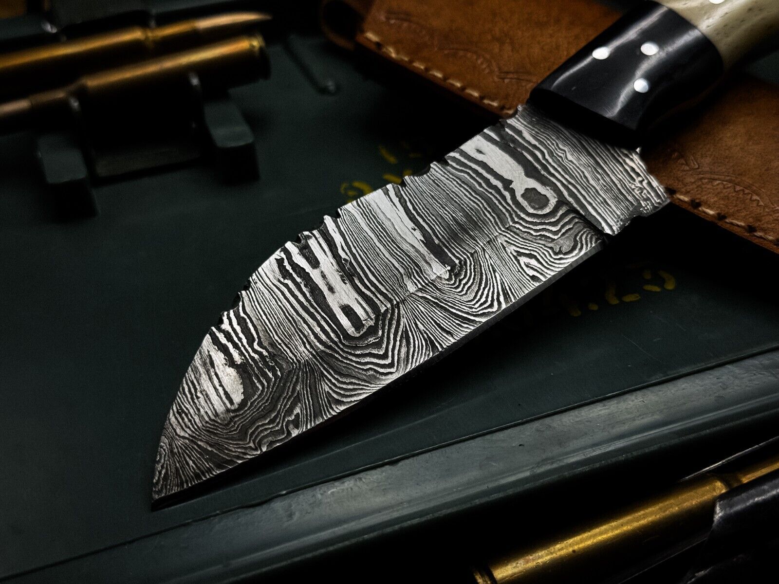Custom Forged Damascus Steel Kitchen Knife  Bone Handle  Full Tang Design 3
