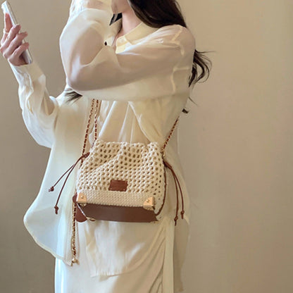 Versatile Knit Crossbody Bag for Women, Summer Handbag, Adjustable Strap, Soft Polyester Lining