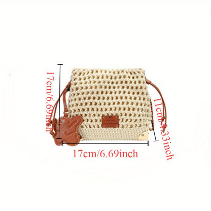 Versatile Knit Crossbody Bag for Women, Summer Handbag, Adjustable Strap, Soft Polyester Lining