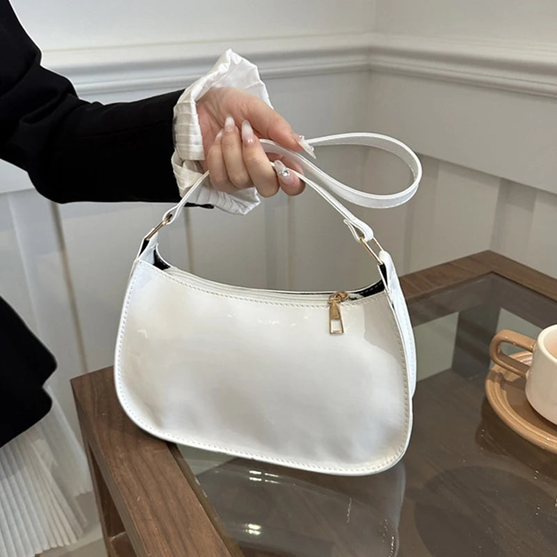 Leather Shoulder Bag, Solid Color, Casual Designer Hobos, Fashion Womens Handbags, Underarm Bag for Everyday Use