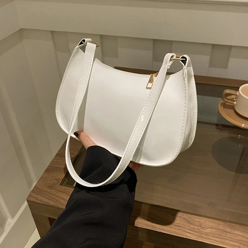 Leather Shoulder Bag, Solid Color, Casual Designer Hobos, Fashion Womens Handbags, Underarm Bag for Everyday Use