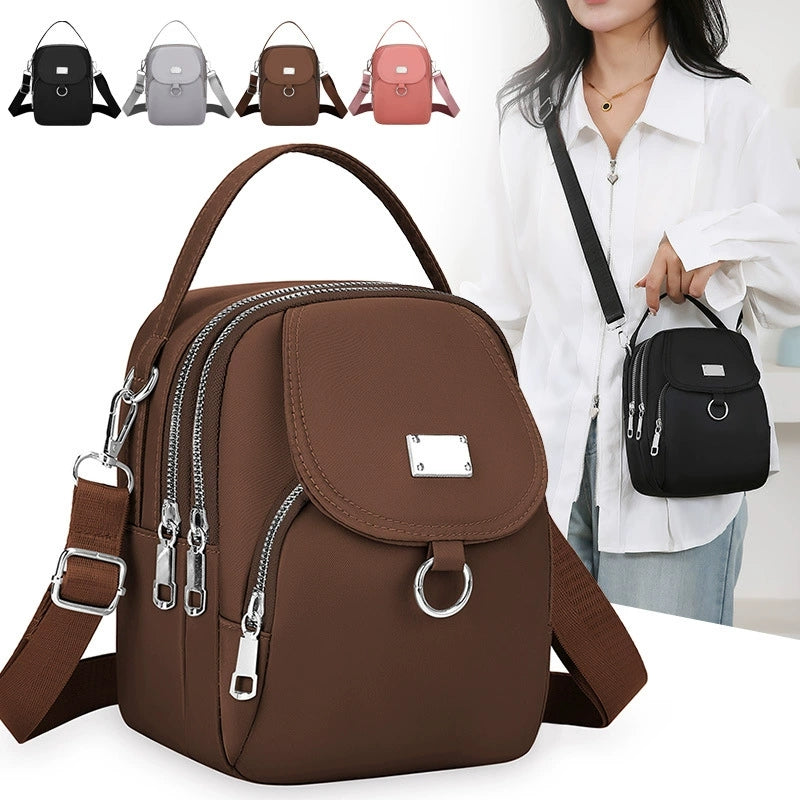Casual Mini Handbag for Women, Lightweight Nylon Crossbody Bag, Chic Shoulder Bag with Multiple Zip Pouch for Wear