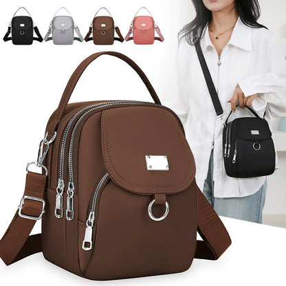 Casual Mini Handbag for Women, Lightweight Nylon Crossbody Bag, Chic Shoulder Bag with Multiple Zip Pouch for Wear