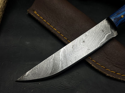 Elegant Handmade Damascus Kitchen Knife With Wooden Handle  Leather Case 3