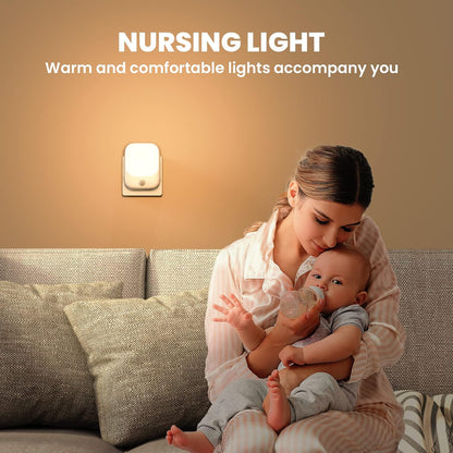 LED Motion Sensor Night Light, Plug in Dimmable Kids Bedroom Lamp, with Auto Dusk to Dawn and Wireless Cabinet Lighting