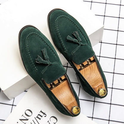 Frosted Leather Tassel Loafers High Quality Mens Slip On Shoes Comfortable Male Driving Flats Allma 9