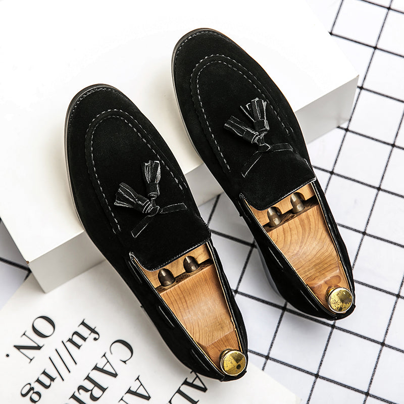 Frosted Leather Tassel Loafers High Quality Mens Slip On Shoes Comfortable Male Driving Flats Allma 8