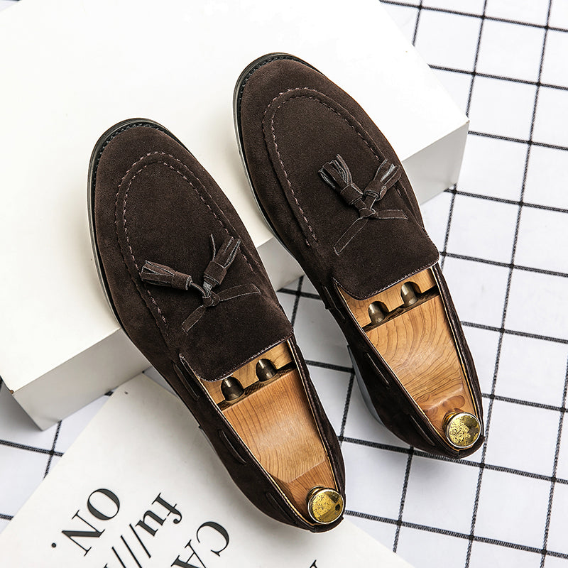 Frosted Leather Tassel Loafers High Quality Mens Slip On Shoes Comfortable Male Driving Flats Allma 4