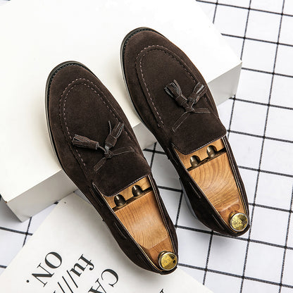Frosted Leather Tassel Loafers High Quality Mens Slip On Shoes Comfortable Male Driving Flats Allma 4