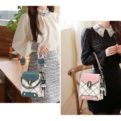 Leather Diamond Lattice, Women's Chain Bag, Crossbody Shoulder Bag For Women, Stylish Daily Commuter Handbag