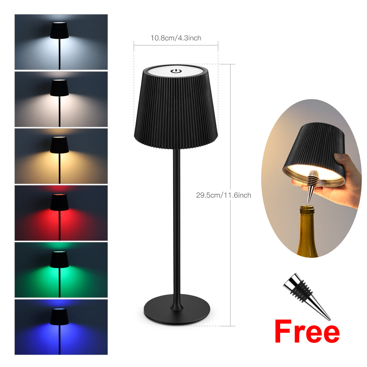 USB Rechargeable LED Table Lamp, Dimmable RGB 3 Color Lighting, Ambient Bedside Night Light, Modern Room Decor