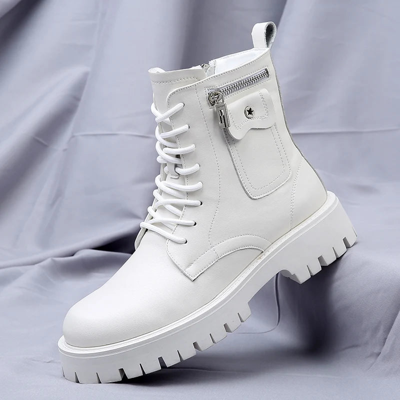 High Quality Mens Chelsea Boots Luxury Leather English Style Thick Sole Famous Brand Casual Shoes 2