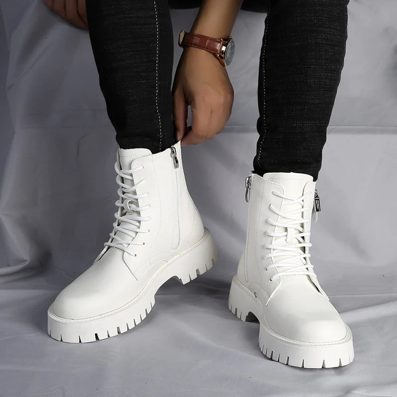 High Quality Mens Chelsea Boots Luxury Leather English Style Thick Sole Famous Brand Casual Shoes 4
